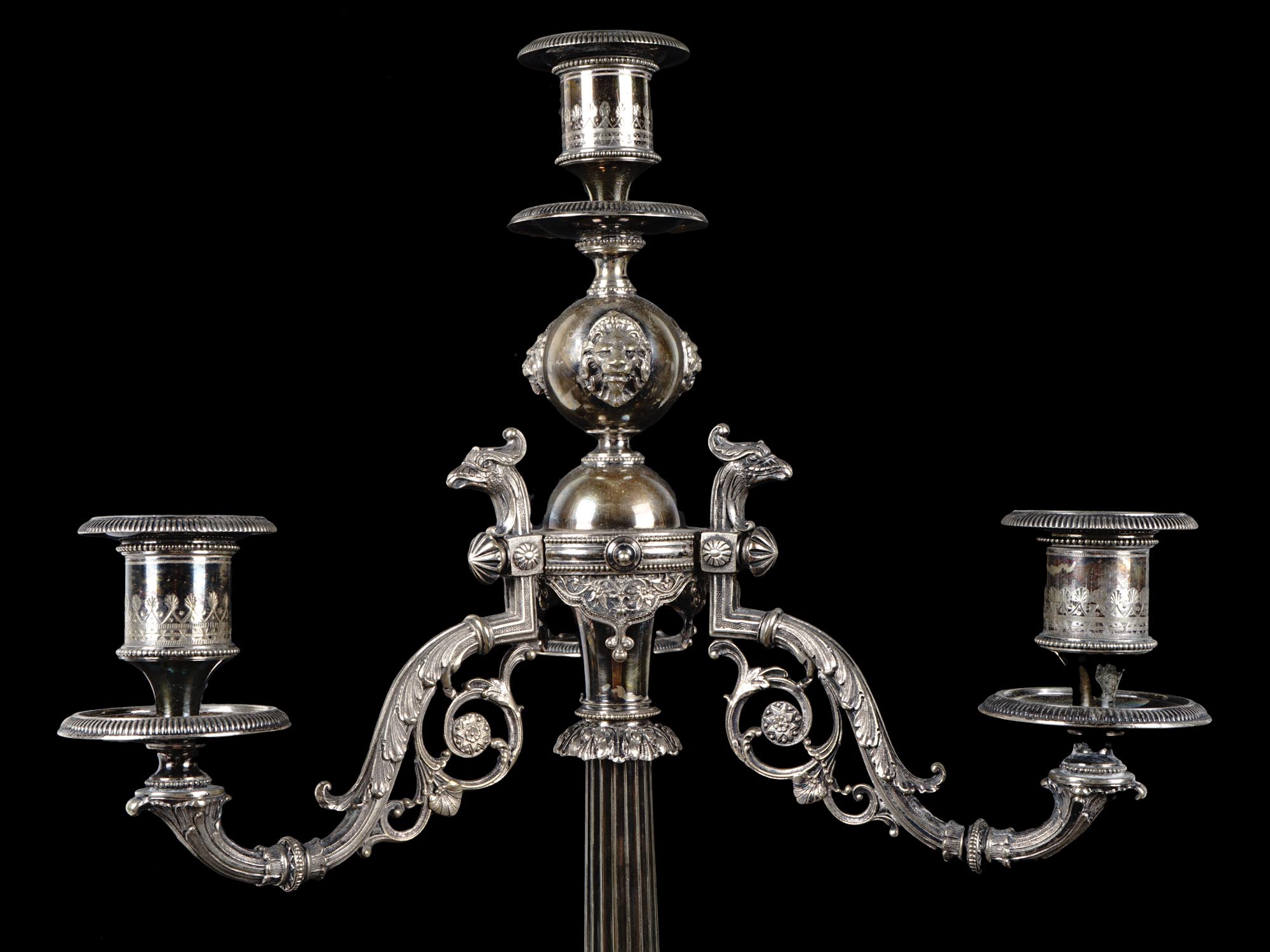 ANTIQUE VICTORIAN ERA SILVERED BRONZE CANDELABRAS PIC-4